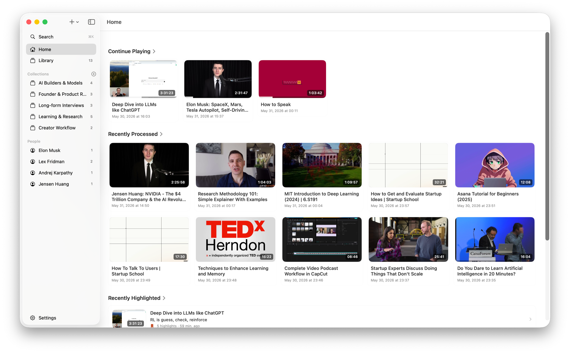 Trace home screen on macOS